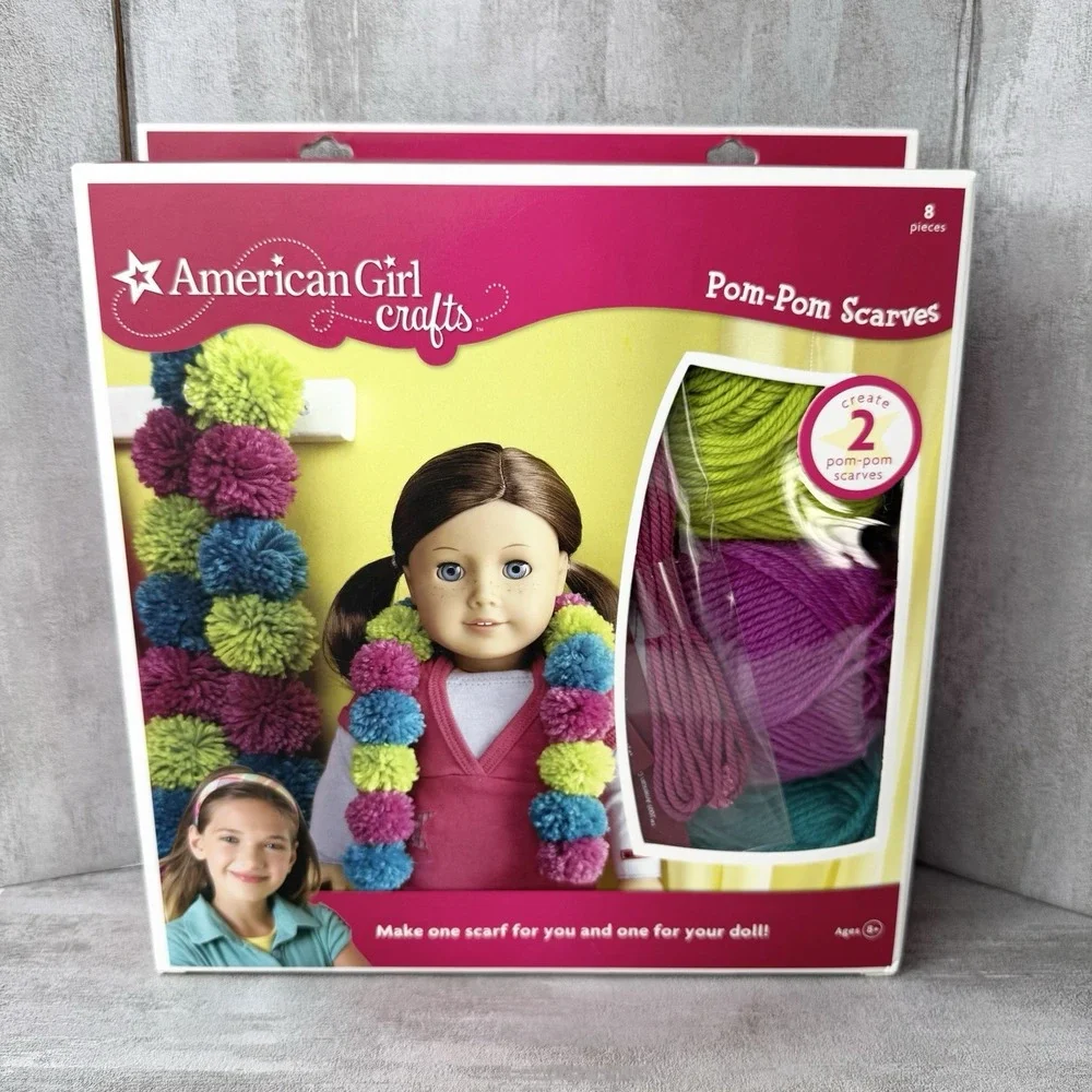 American Girl Crafts Kit Create Two Pom Pom Scarves One For You and One For Doll